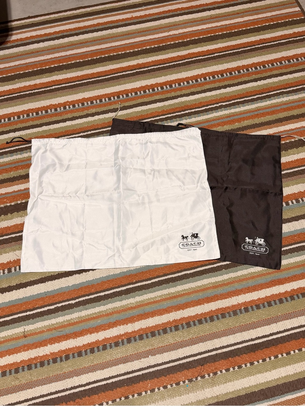 Coach Drawstring Dust Bag Duo in White and Brown